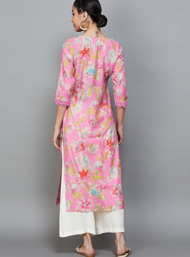 LIBAS Floral Print Straight Kurta