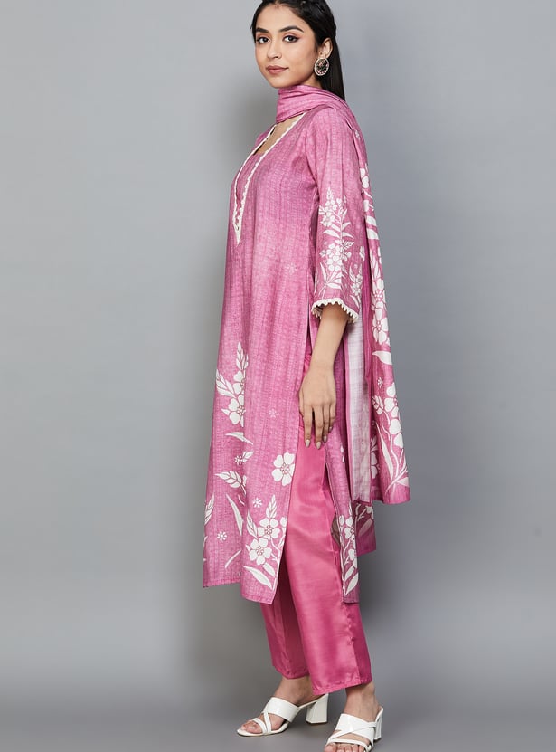 LIBAS Floral Print Straight Kurta Set