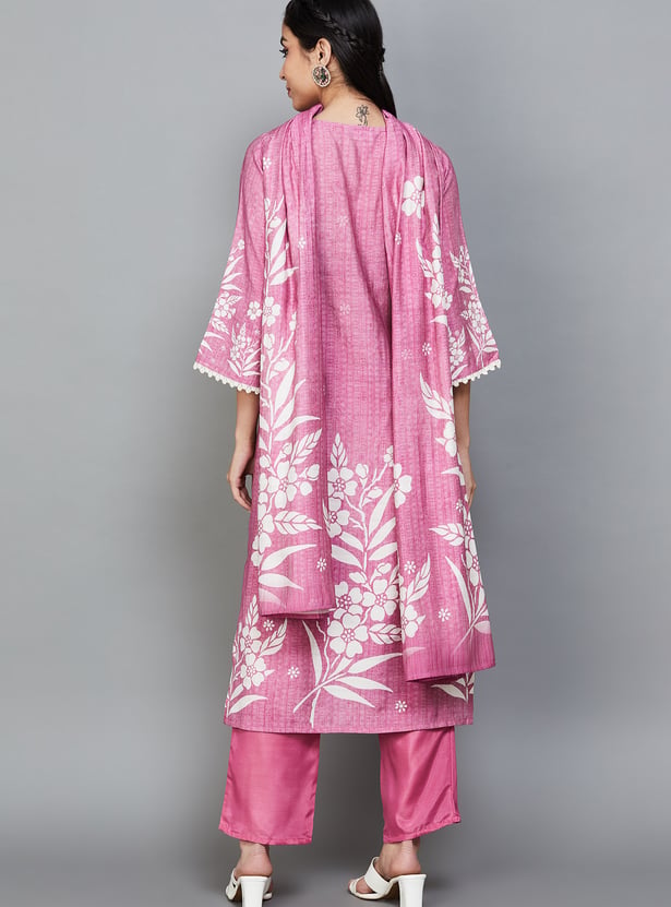 LIBAS Floral Print Straight Kurta Set