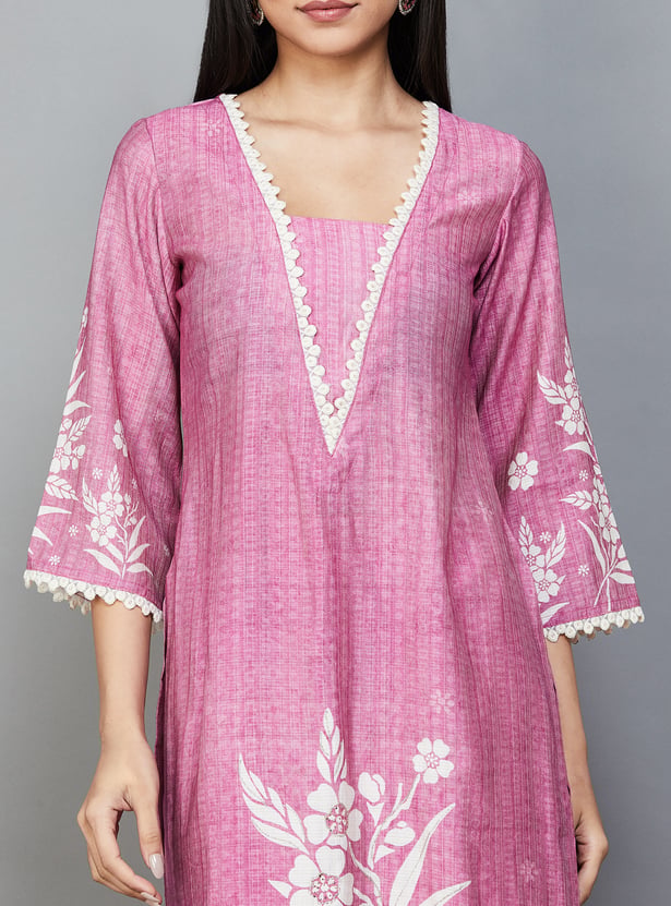 LIBAS Floral Print Straight Kurta Set