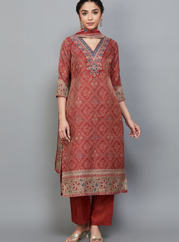 LIBAS Bandhani Print Straight Kurta Set