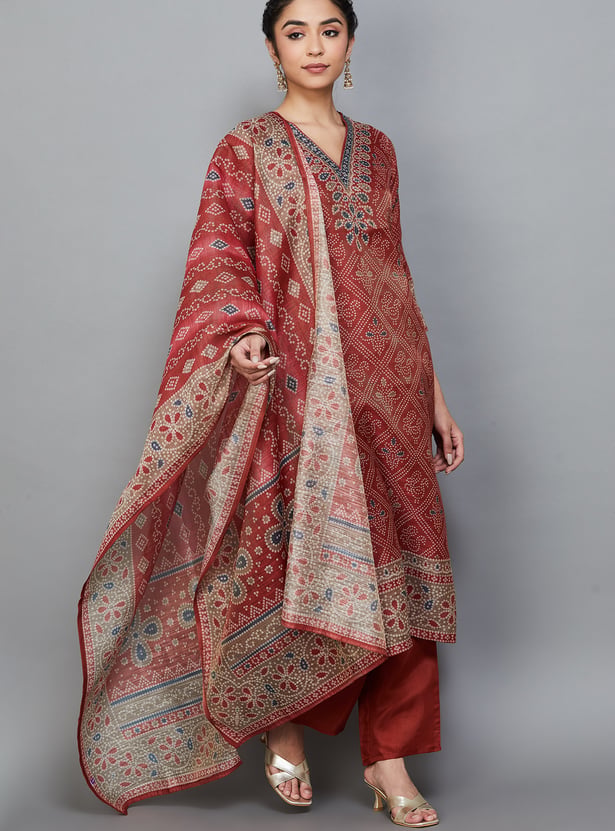 LIBAS Bandhani Print Straight Kurta Set