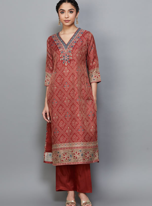 LIBAS Bandhani Print Straight Kurta Set