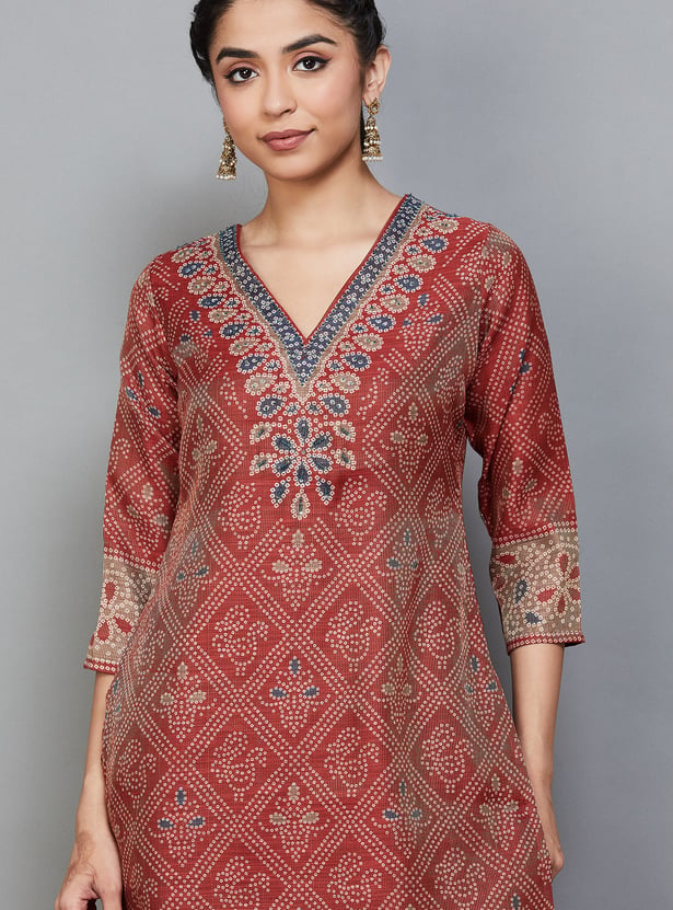 LIBAS Bandhani Print Straight Kurta Set