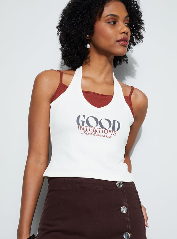 Buy GINGER Typographic Print T-shirt from Ginger at just INR 799.0