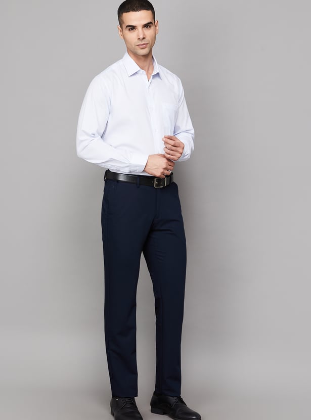 LOUIS PHILIPPE Solid Slim Straight Formal Trousers