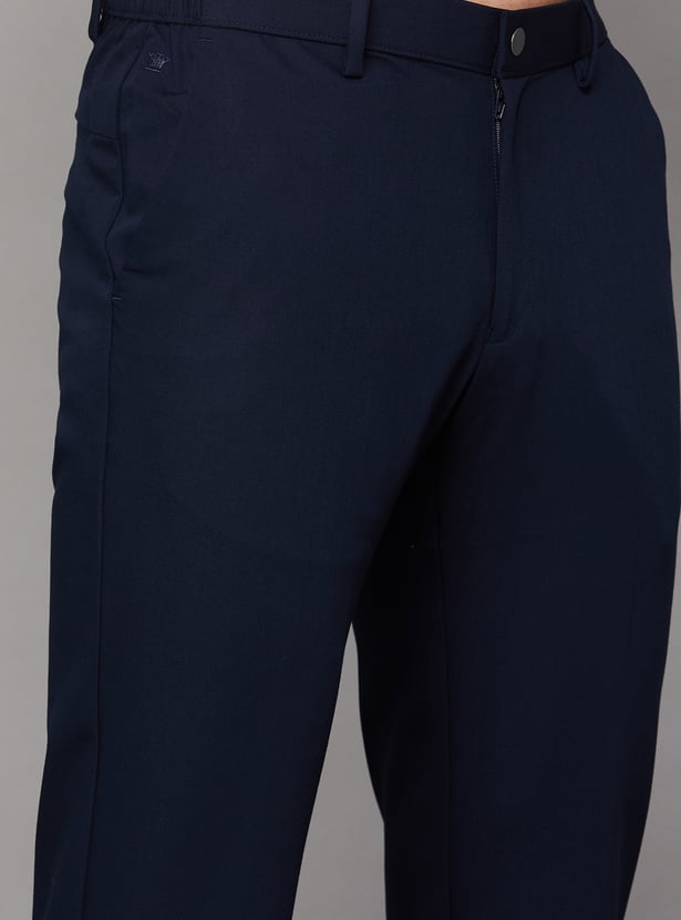 LOUIS PHILIPPE Solid Slim Straight Formal Trousers