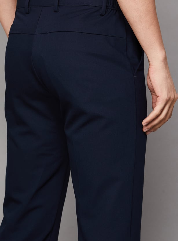 LOUIS PHILIPPE Solid Slim Straight Formal Trousers