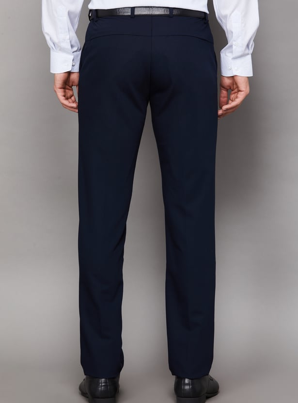 LOUIS PHILIPPE Solid Slim Straight Formal Trousers