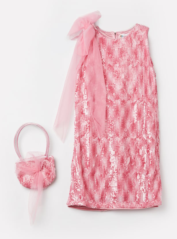 PEPPERMINT Girls Embellished Dress with Purse Set