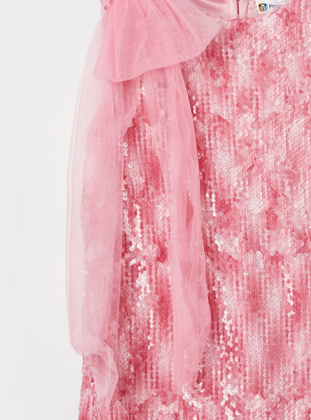 PEPPERMINT Girls Embellished Dress with Purse Set