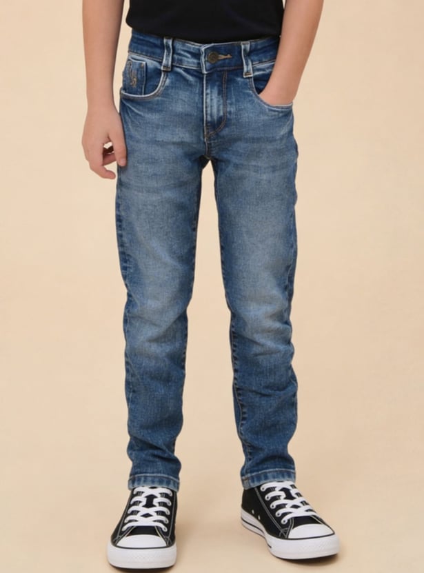 US POLO ASSN KIDS Boys Medium Wash Slim Fit Jeans