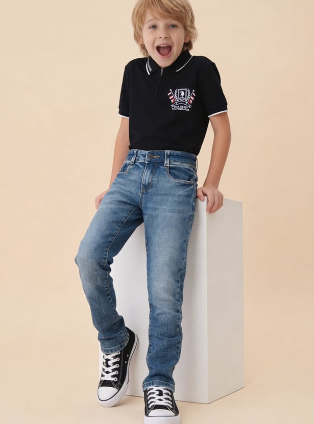 US POLO ASSN KIDS Boys Medium Wash Slim Fit Jeans