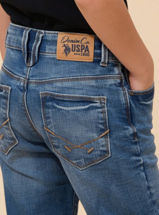 US POLO ASSN KIDS Boys Medium Wash Slim Fit Jeans