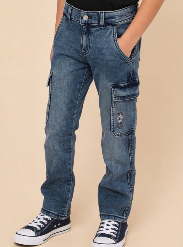 US POLO ASSN KIDS Washed Comfort Cargo Jeans