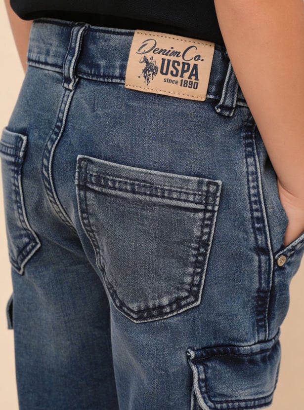 US POLO ASSN KIDS Washed Comfort Cargo Jeans
