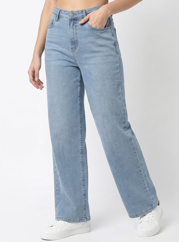 KRAUS Solid Wide Leg Jeans