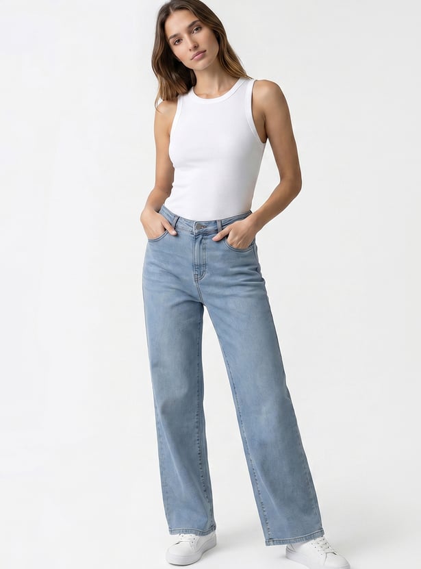 KRAUS Solid Wide Leg Jeans