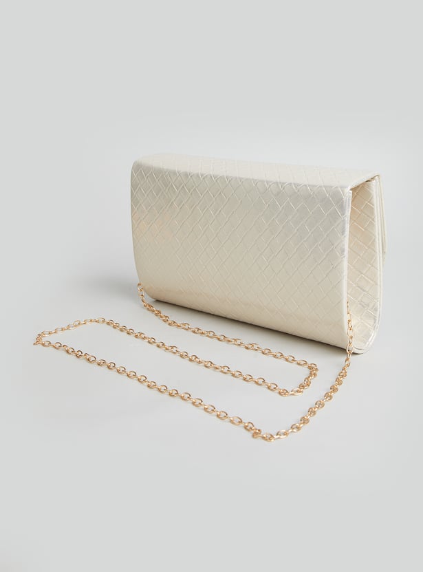 CODE Embossed Foldover Clutch with Sling