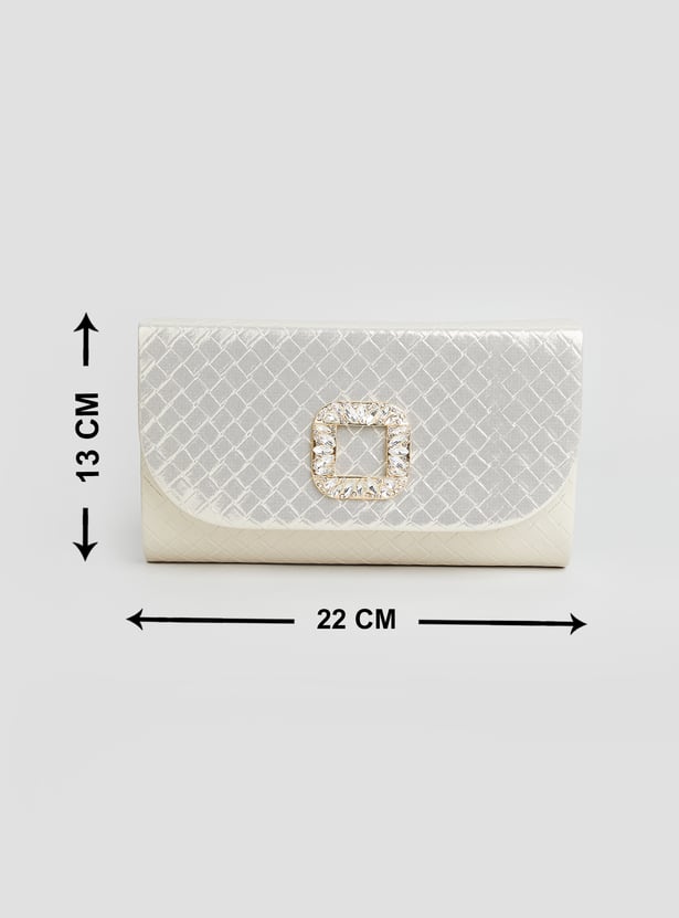 CODE Embossed Foldover Clutch with Sling