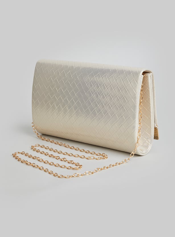 CODE Patterned Foldover Clutch