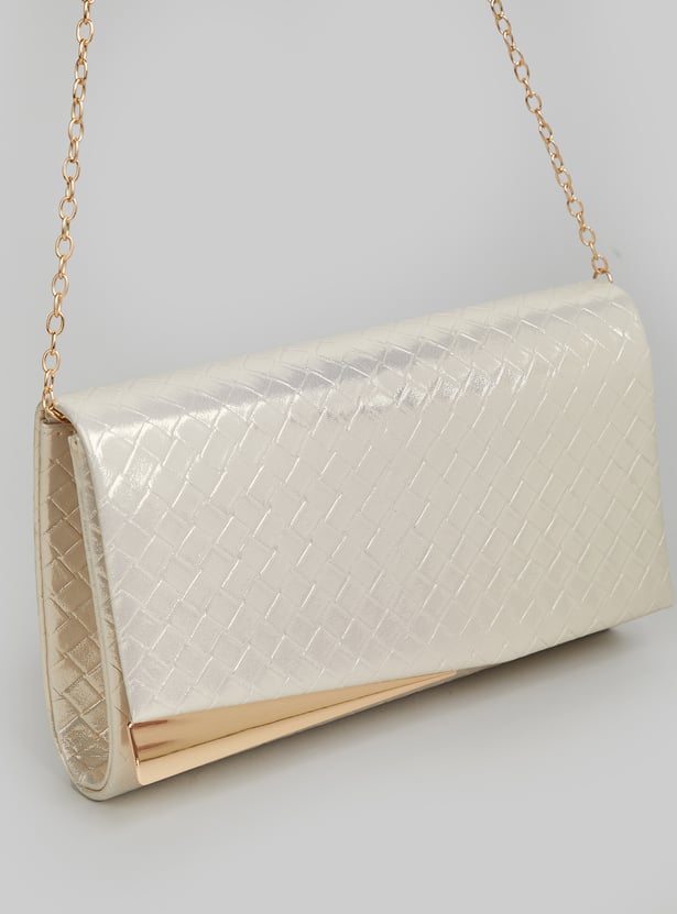 CODE Patterned Foldover Clutch