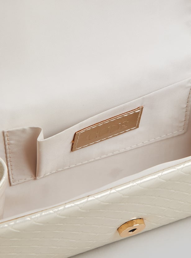 CODE Patterned Foldover Clutch