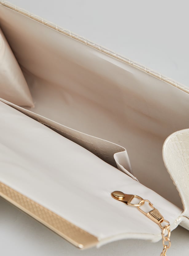 CODE Patterned Foldover Clutch