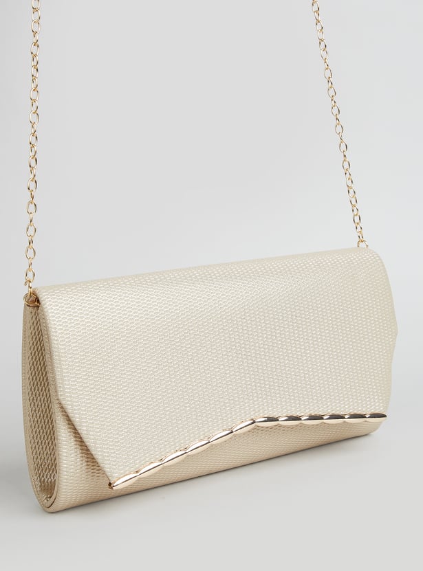 CODE Textured Foldover Clutch with Sling