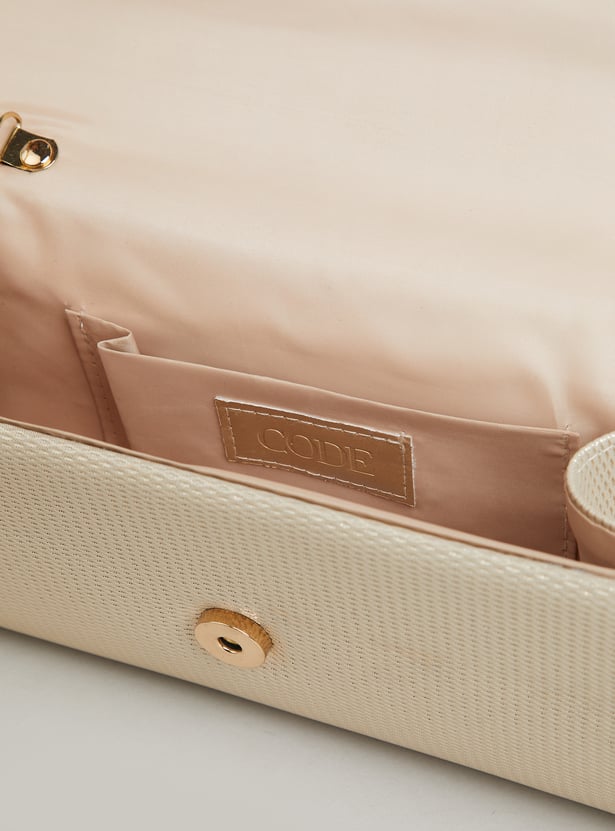 CODE Textured Foldover Clutch with Sling