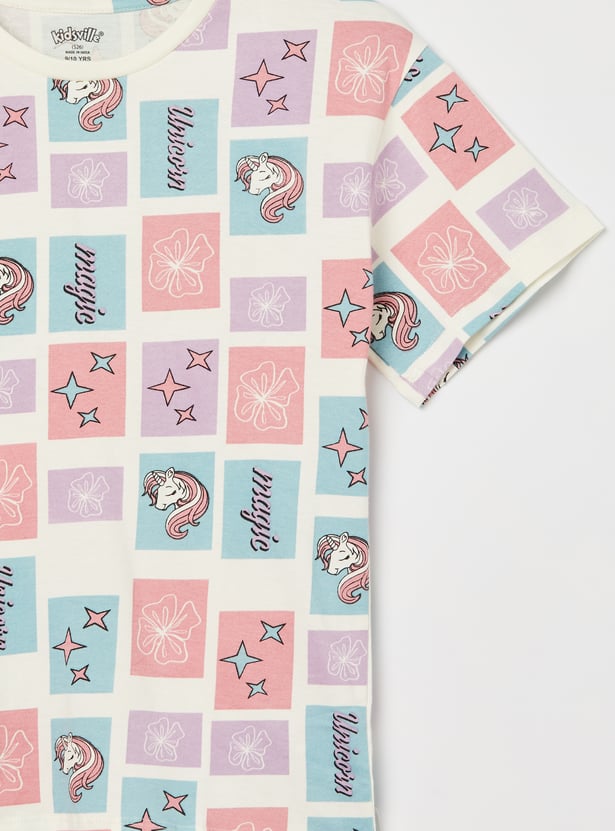 KIDSVILLE Girls Printed T-shirt