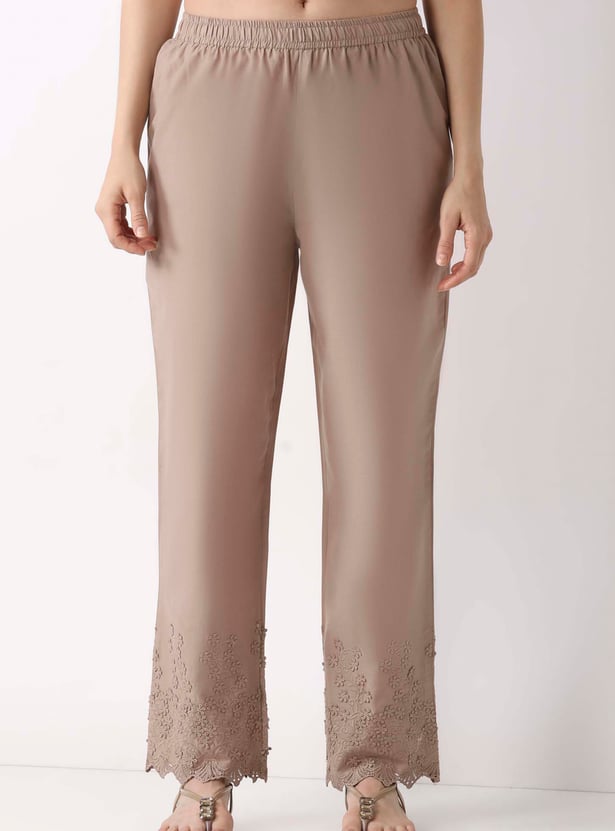 BIBA Embroidered Straight Pants