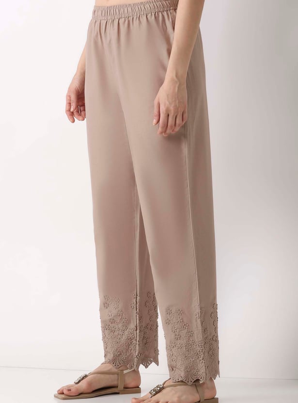 BIBA Embroidered Straight Pants