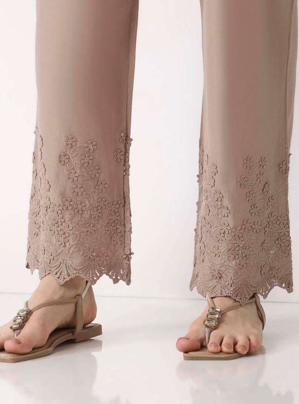 BIBA Embroidered Straight Pants