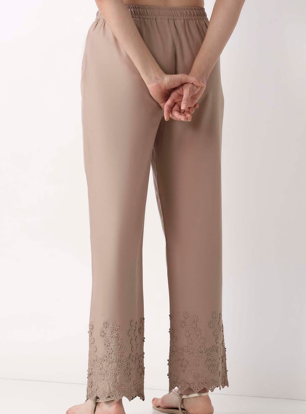 BIBA Embroidered Straight Pants