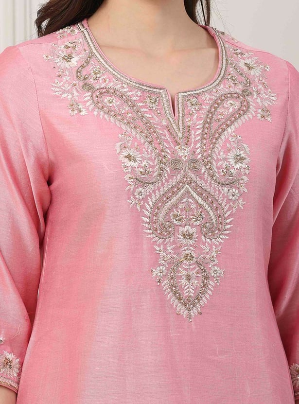 BIBA Embroidered Straight Kurta Set