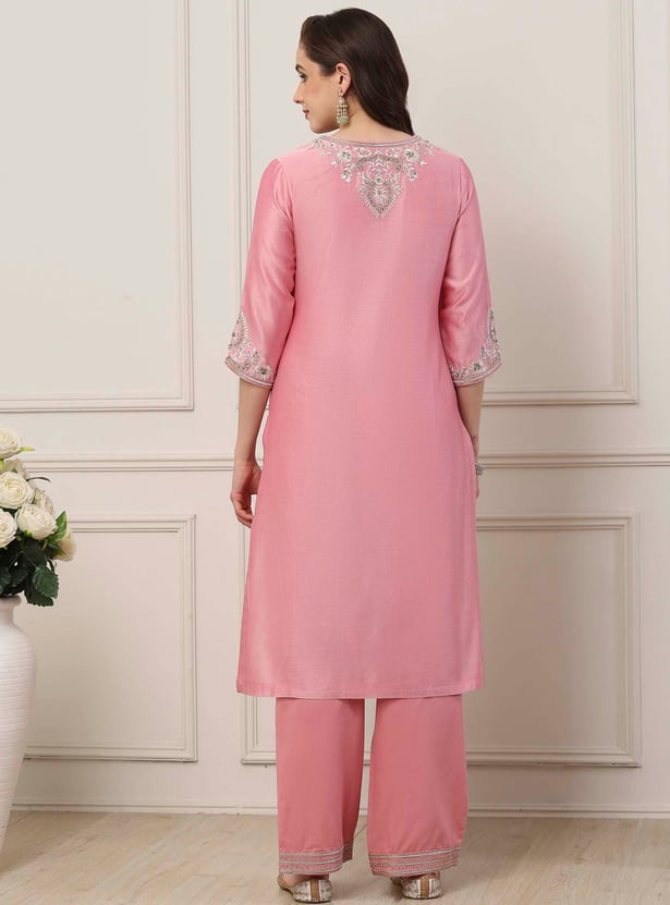 BIBA Embroidered Straight Kurta Set