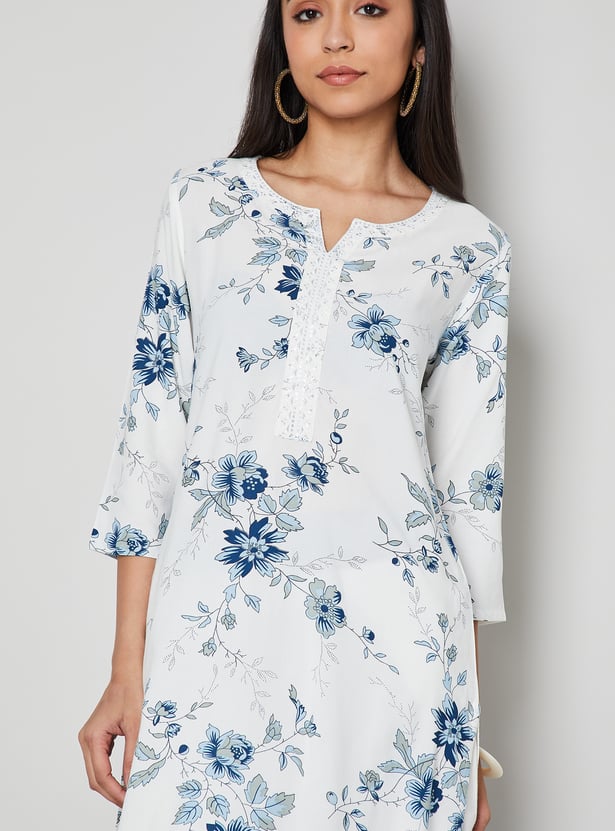 MELANGE Floral Print Straight Kurta