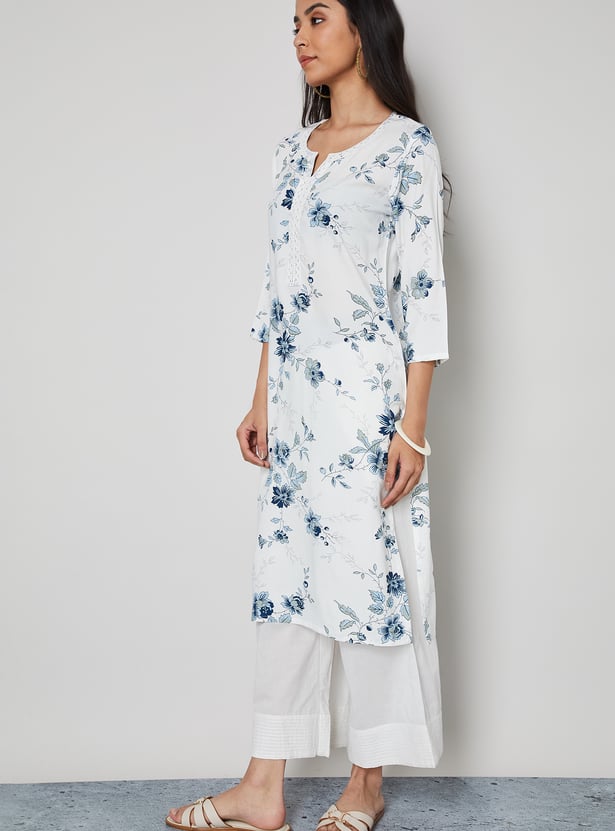 MELANGE Floral Print Straight Kurta