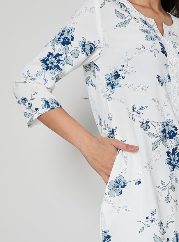 MELANGE Floral Print Straight Kurta