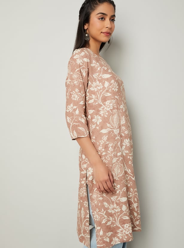 MELANGE Floral Print Straight Kurta