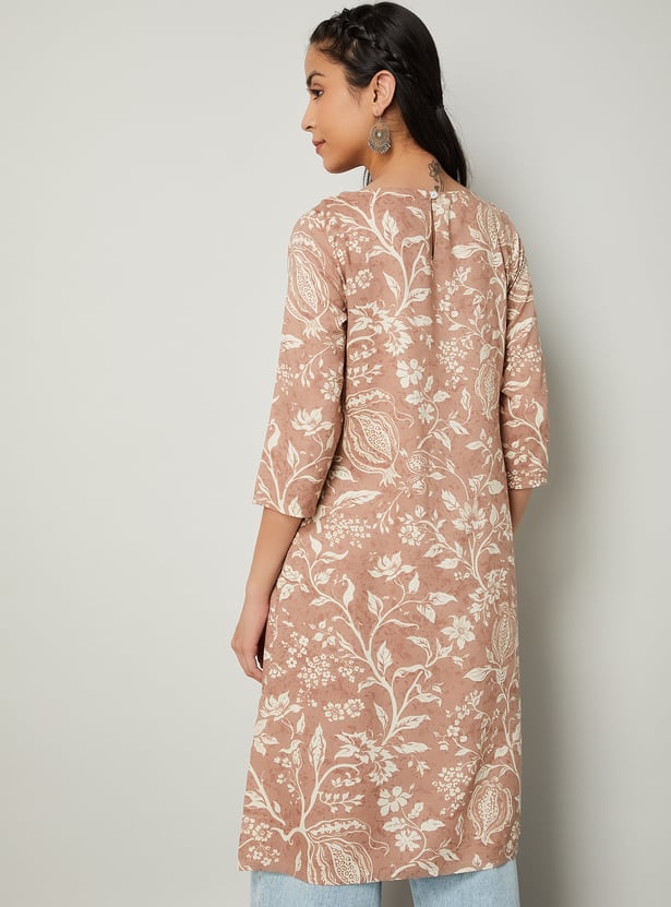 MELANGE Floral Print Straight Kurta
