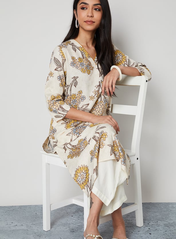 MELANGE Floral Print Straight Kurta