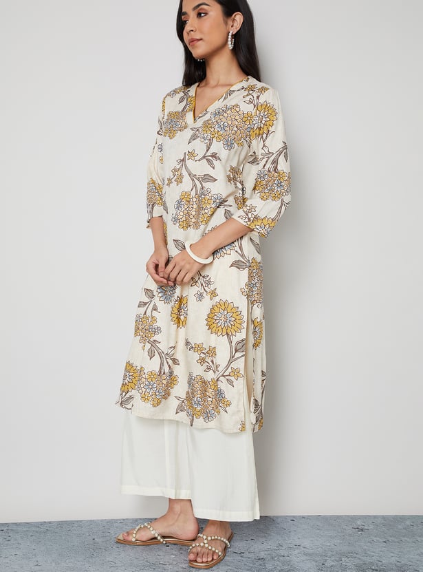 MELANGE Floral Print Straight Kurta