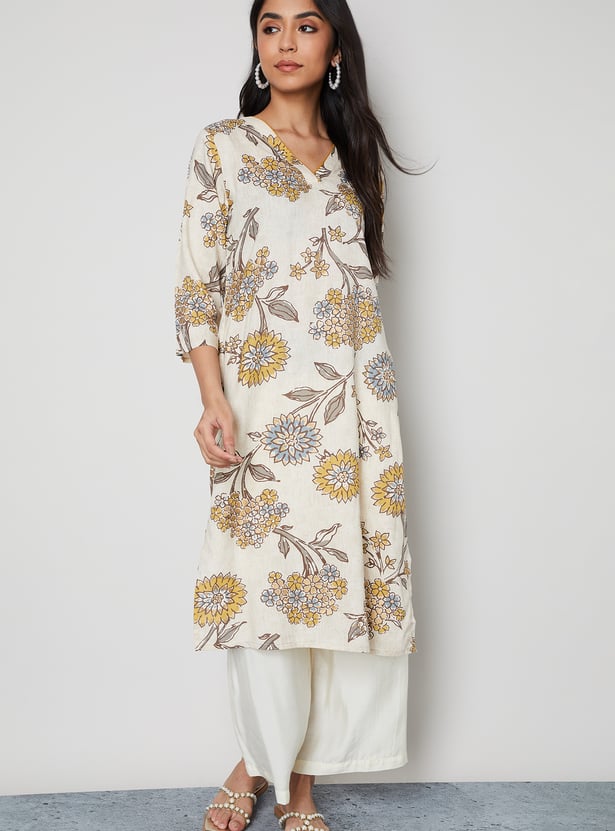 MELANGE Floral Print Straight Kurta