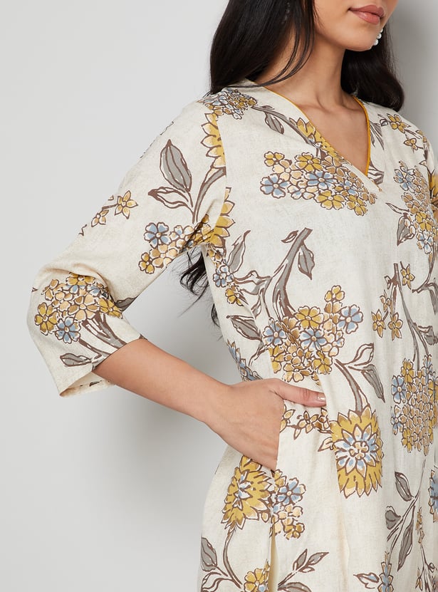 MELANGE Floral Print Straight Kurta