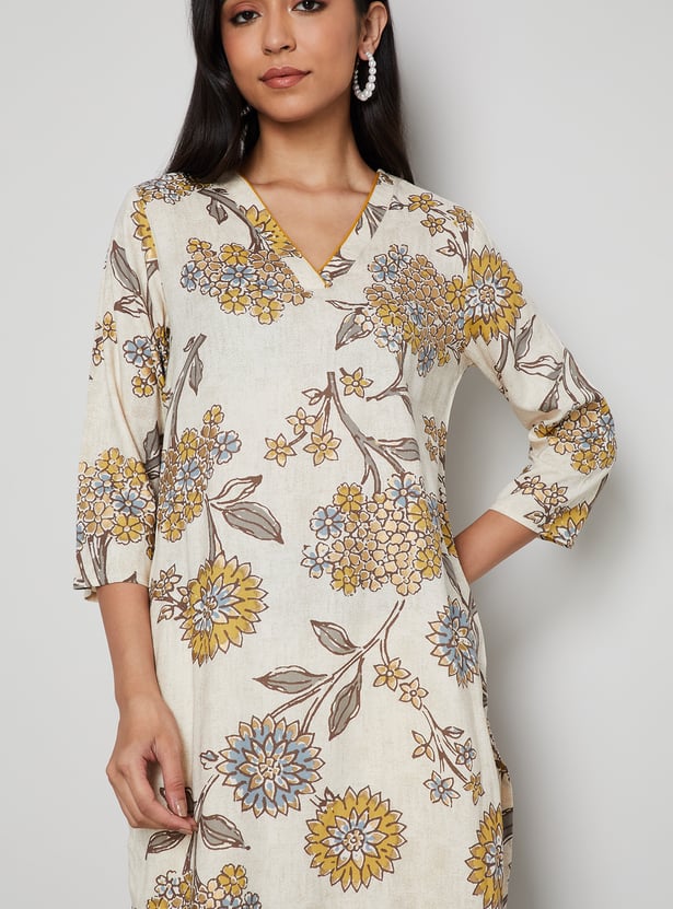 MELANGE Floral Print Straight Kurta