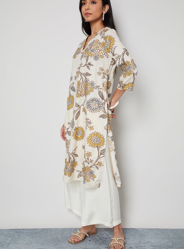 MELANGE Floral Print Straight Kurta