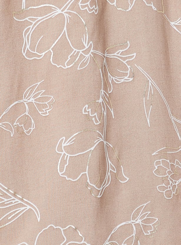MELANGE Floral Print Key-Hole Neck Kurti