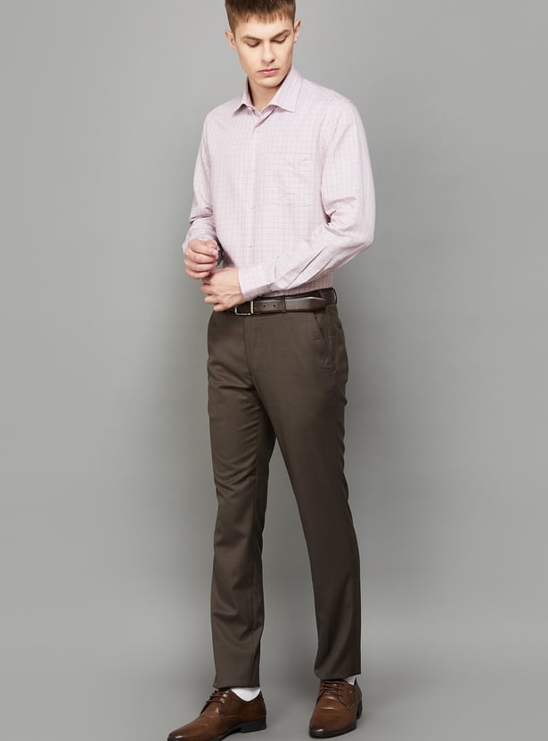 BLACKBERRYS Checked Slim Fit Formal Shirt